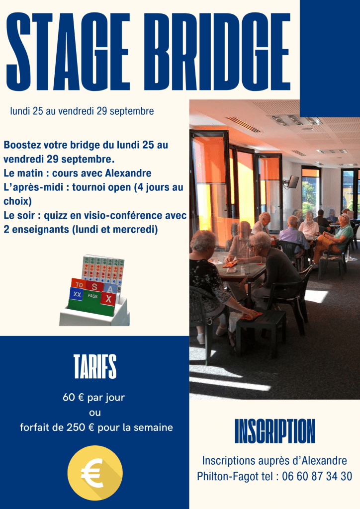 PJB BRIDGE // Stage de rentrée du lundi 25 au vendredi 29 septembre