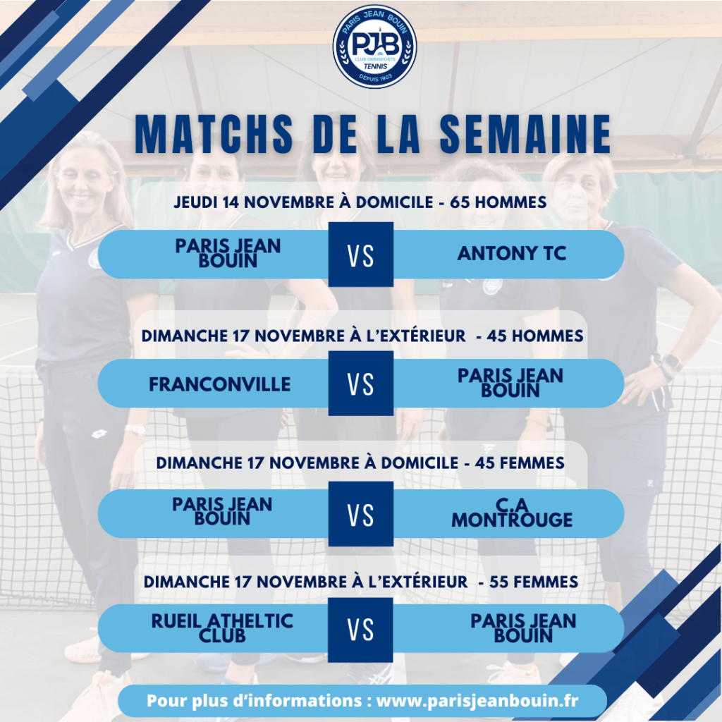 PJB TENNIS // Matchs de la semaine -- Seniors +