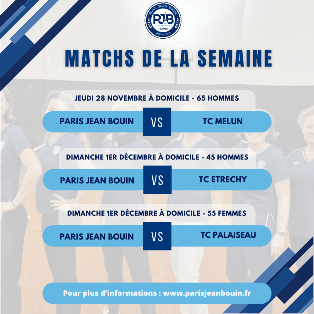 PJB TENNIS // Matchs de la semaine -- Seniors +